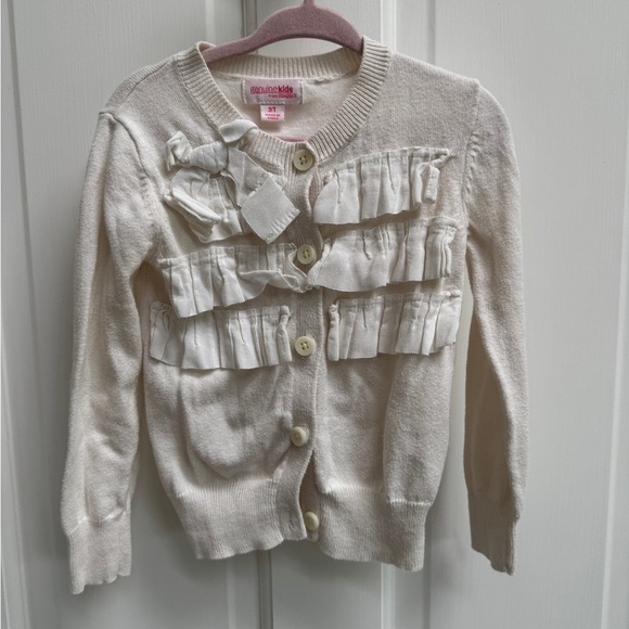 OshKosh B'gosh Genuine Kids 3T Girls  Cream Ruffle Sweater Cardigan - Picture 1 of 6